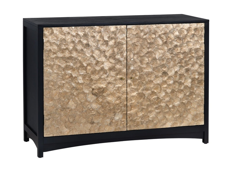 Cayman Black/Gold Capiz Shell 2 Door Cabinet by Crestview at Eve Furniture