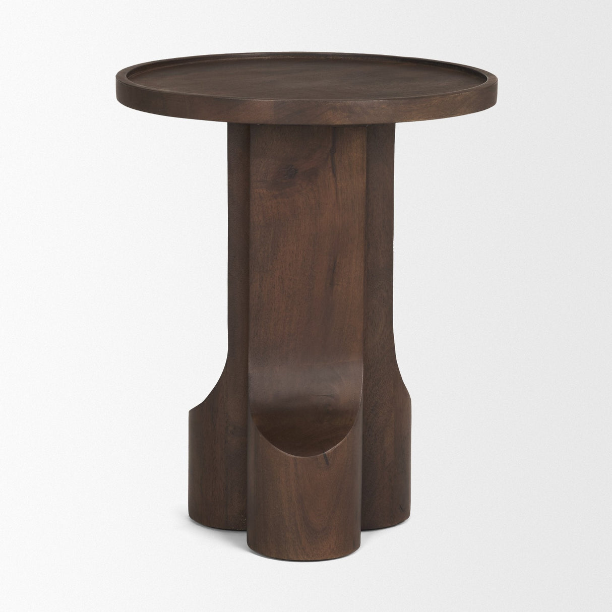 Cayson Dark Brown Sculptural Round Accent Table by Mercana at Eve Furniture