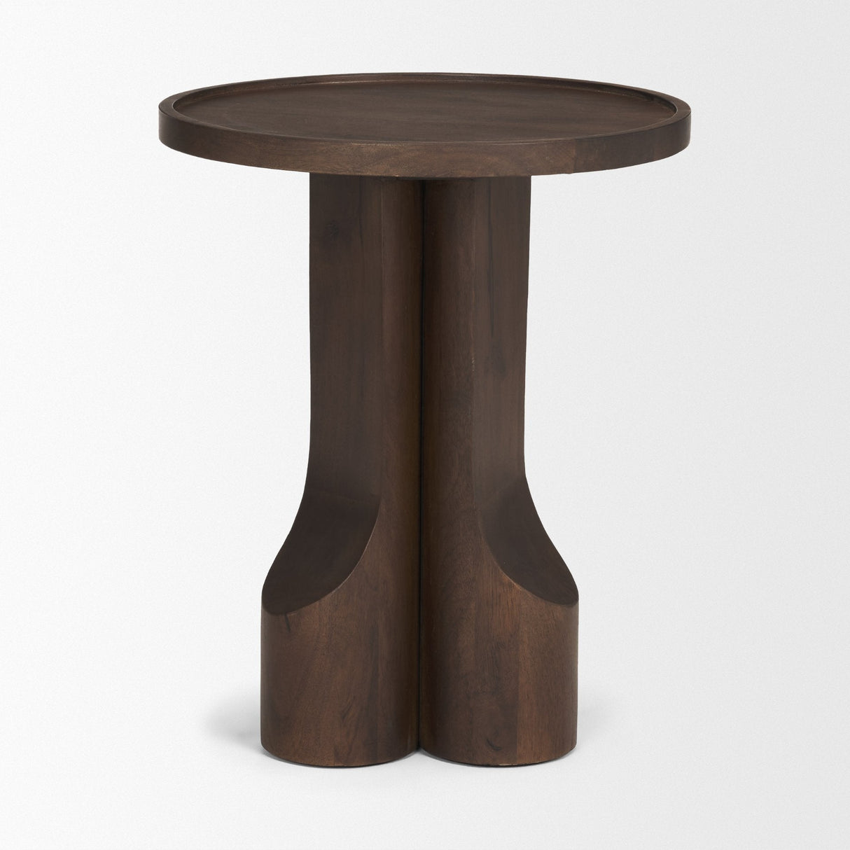 Cayson Dark Brown Sculptural Round Accent Table by Mercana at Eve Furniture
