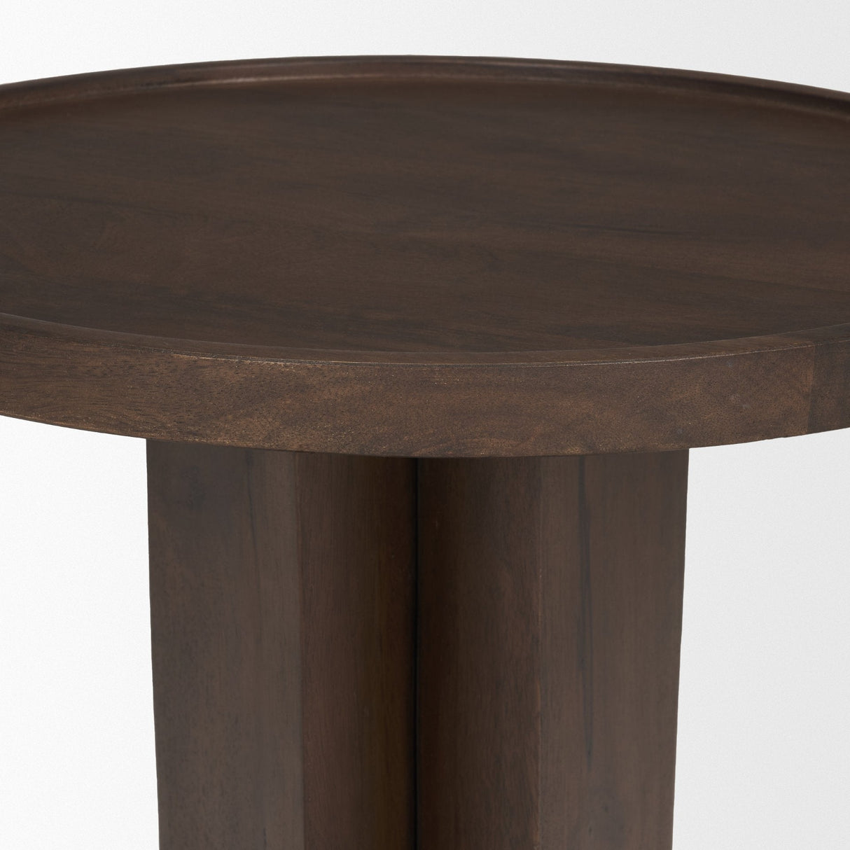 Cayson Dark Brown Sculptural Round Accent Table by Mercana at Eve Furniture