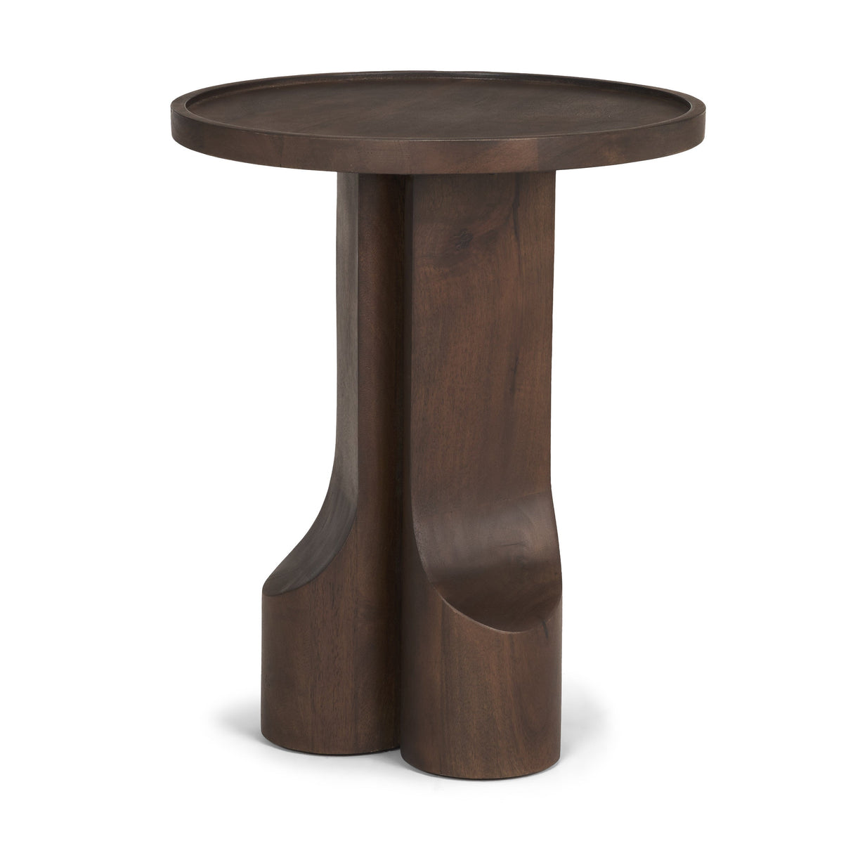 Cayson Dark Brown Sculptural Round Accent Table by Mercana at Eve Furniture