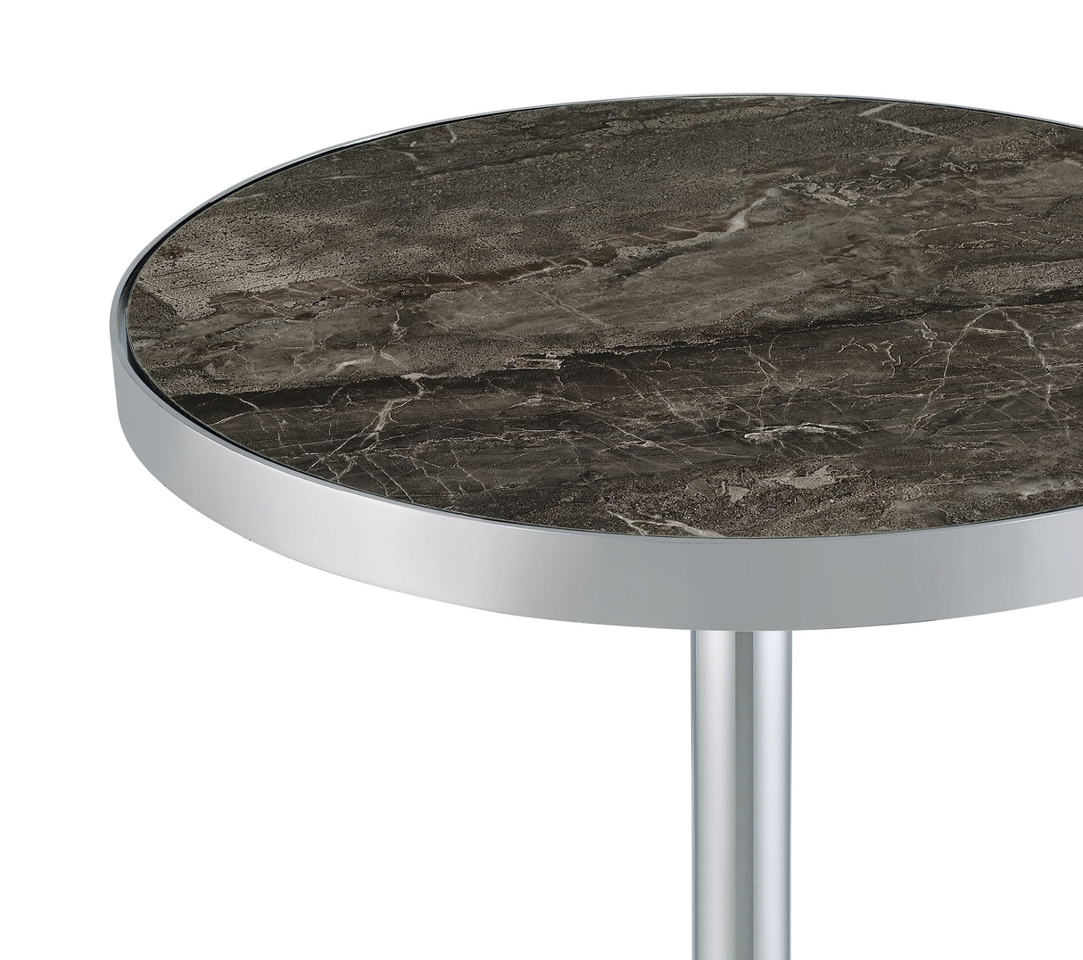 Cazen Grey Round Faux Marble Top Pedestal Side Table by Coaster at Eve Furniture