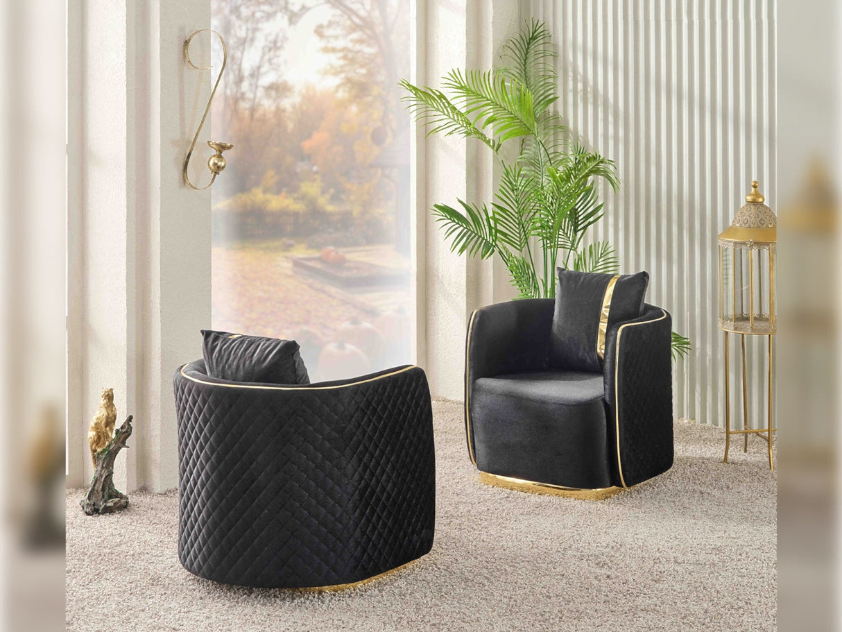 Ceko 3-pieces (Sofa & Loveseat & Chair) Livingroom Set in Black by Furnia at Eve Furniture