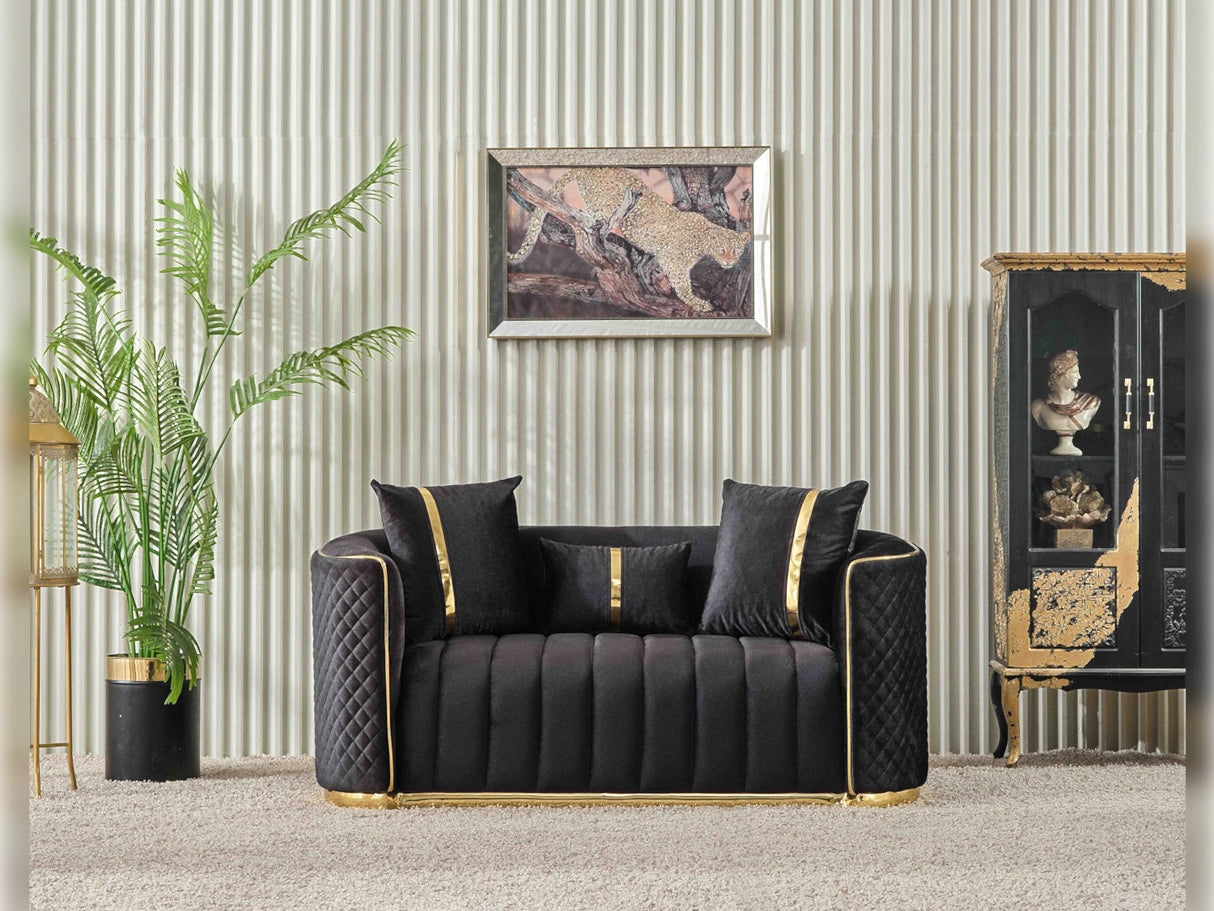 Ceko 3-pieces (Sofa & Loveseat & Chair) Livingroom Set in Black by Furnia at Eve Furniture