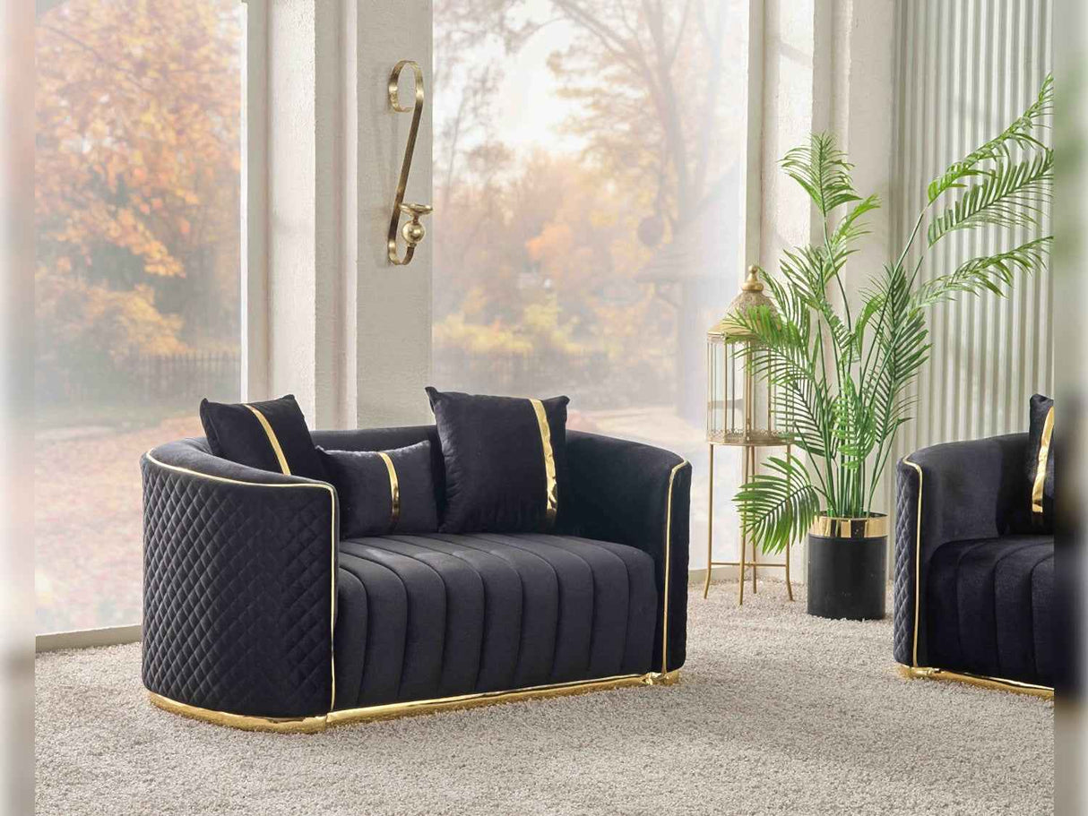 Ceko Stationary Loveseat Cream Black by Furnia at Eve Furniture