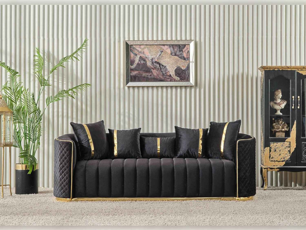 Ceko Stationary Sofa Cream in Black by Furnia at Eve Furniture