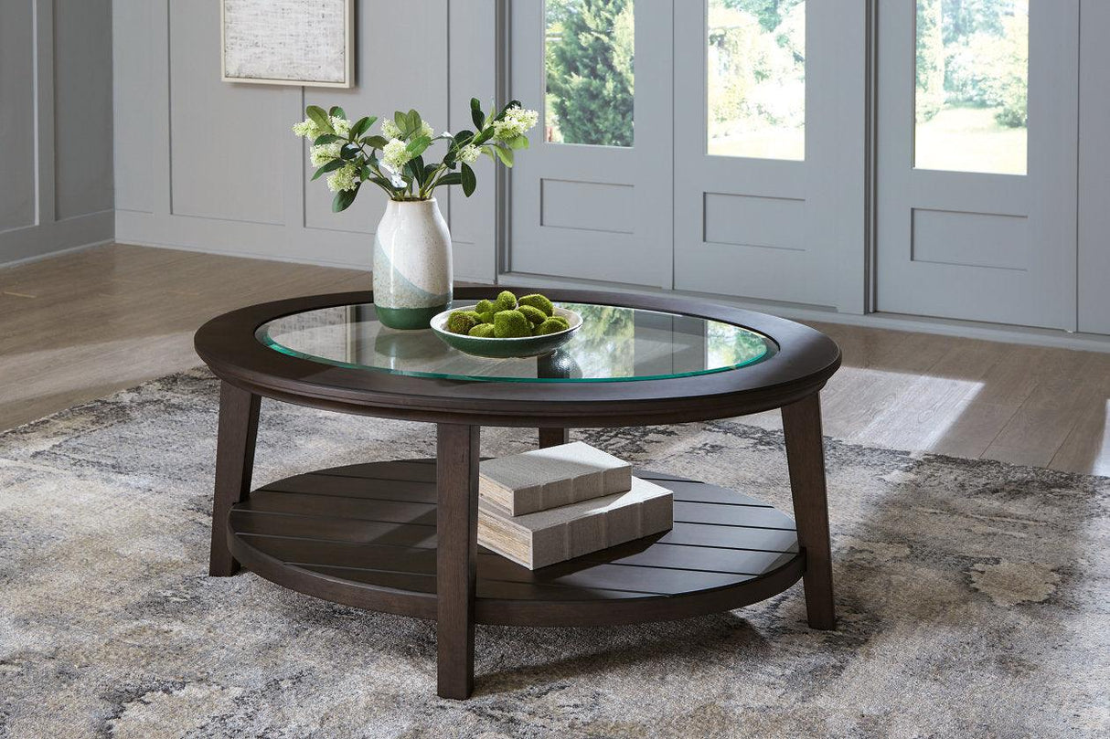 Celamar Dark Brown Coffee Table and 1 End Table by Ashley at Eve Furniture
