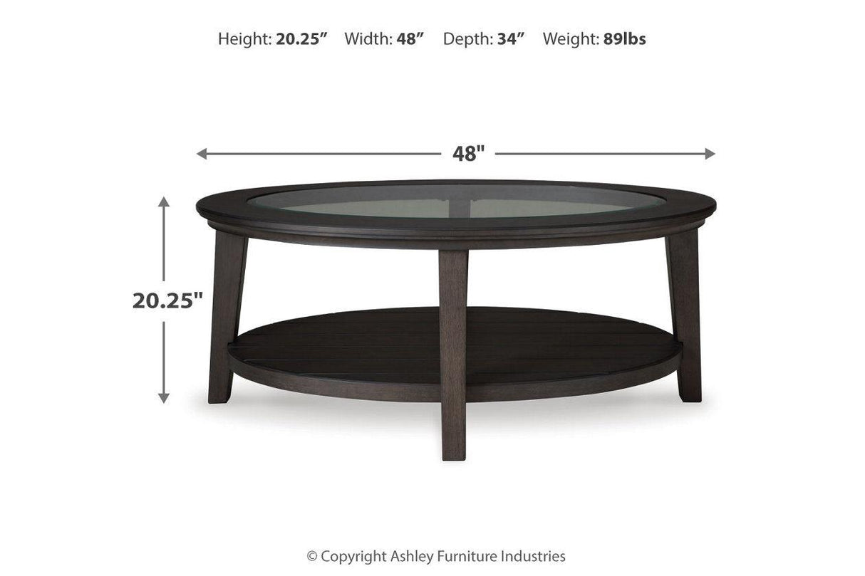 Celamar Dark Brown Coffee Table and 1 End Table by Ashley at Eve Furniture