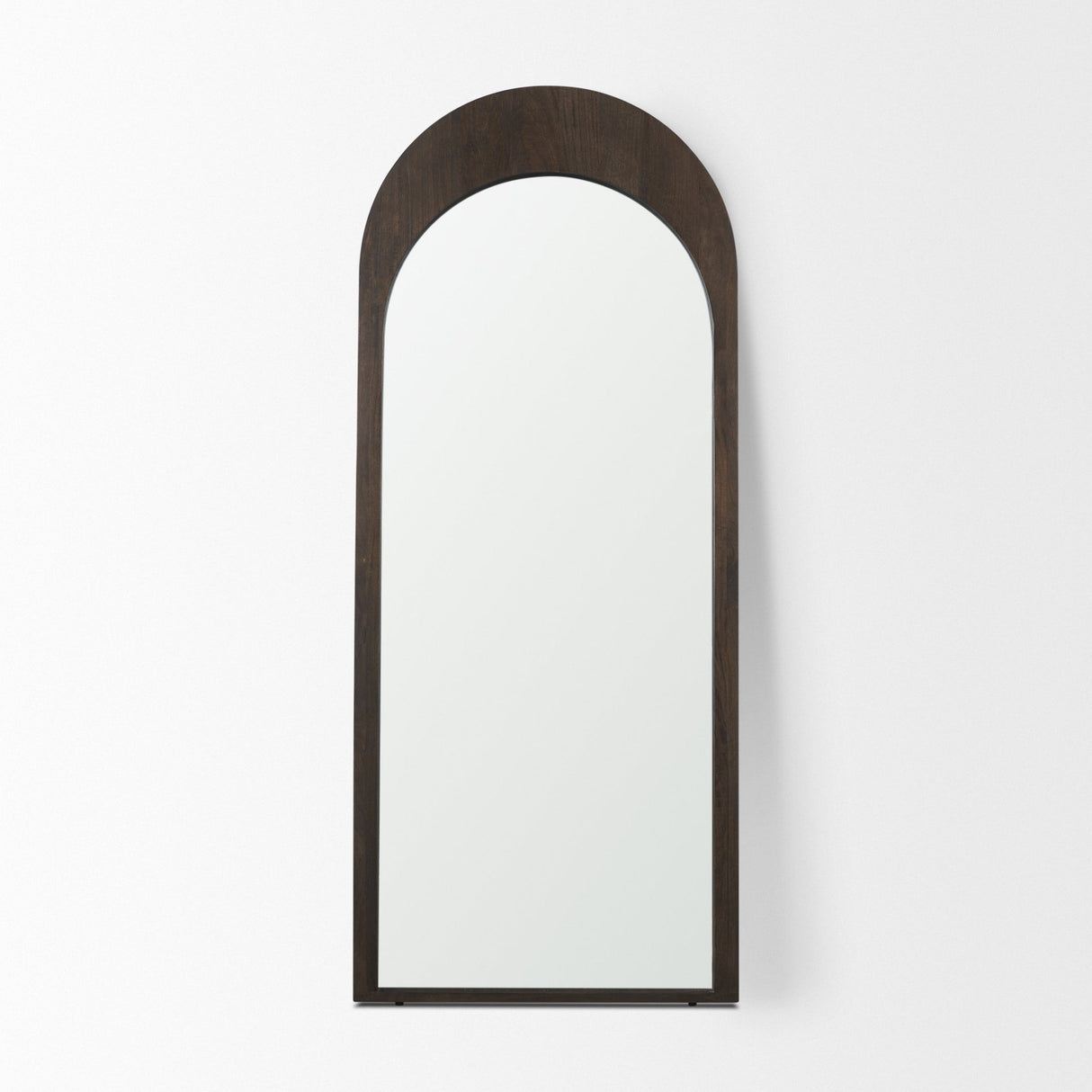 Celeste Dark Brown Wood Arched Floor Mirror by Mercana at Eve Furniture