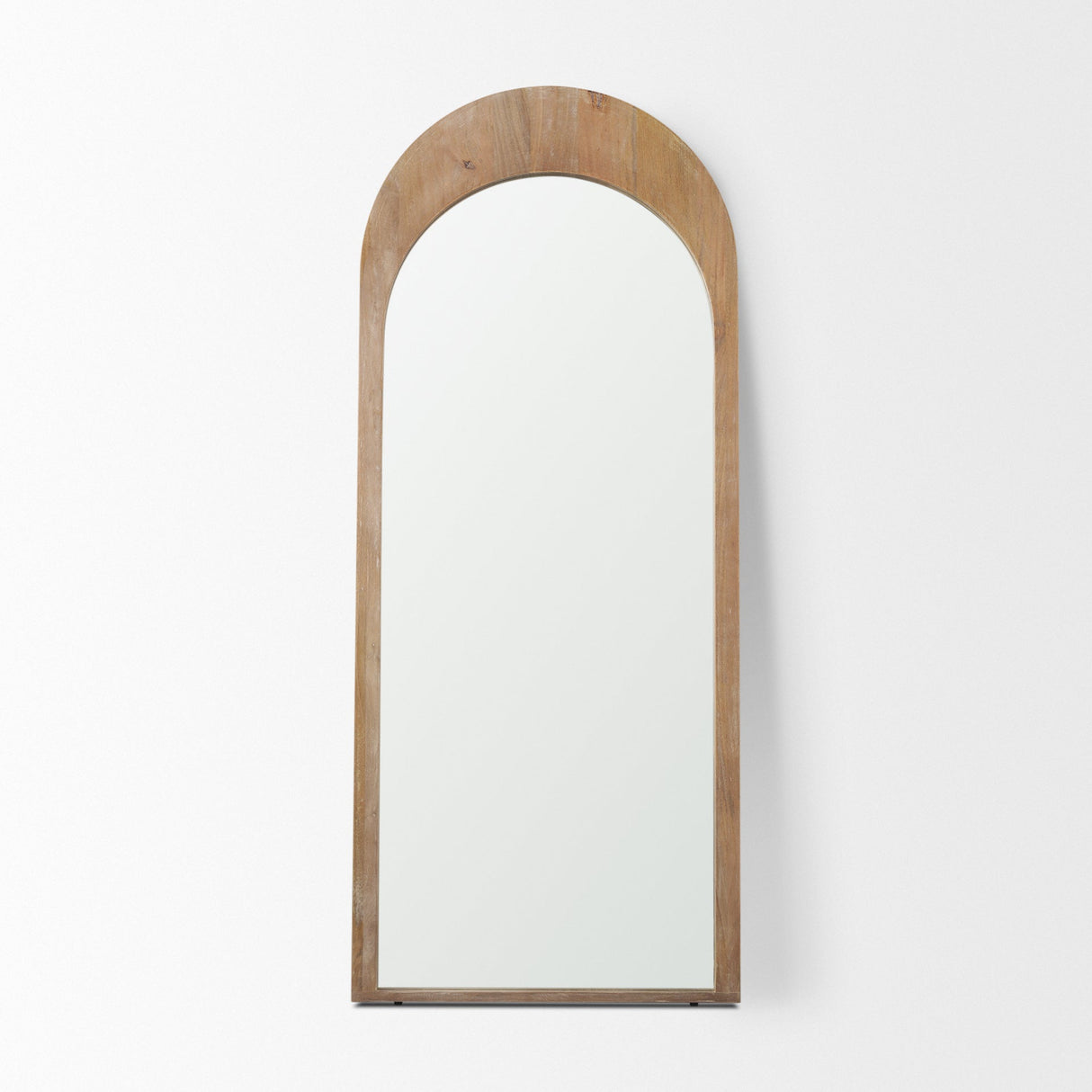 Celeste Light Brown Wood Arched Floor Mirror by Mercana at Eve Furniture