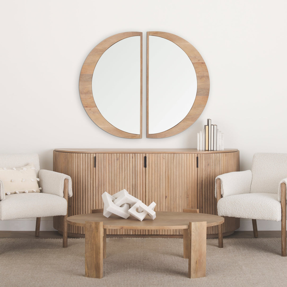 Celeste Light Brown Wood Large Mirror by Mercana at Eve Furniture