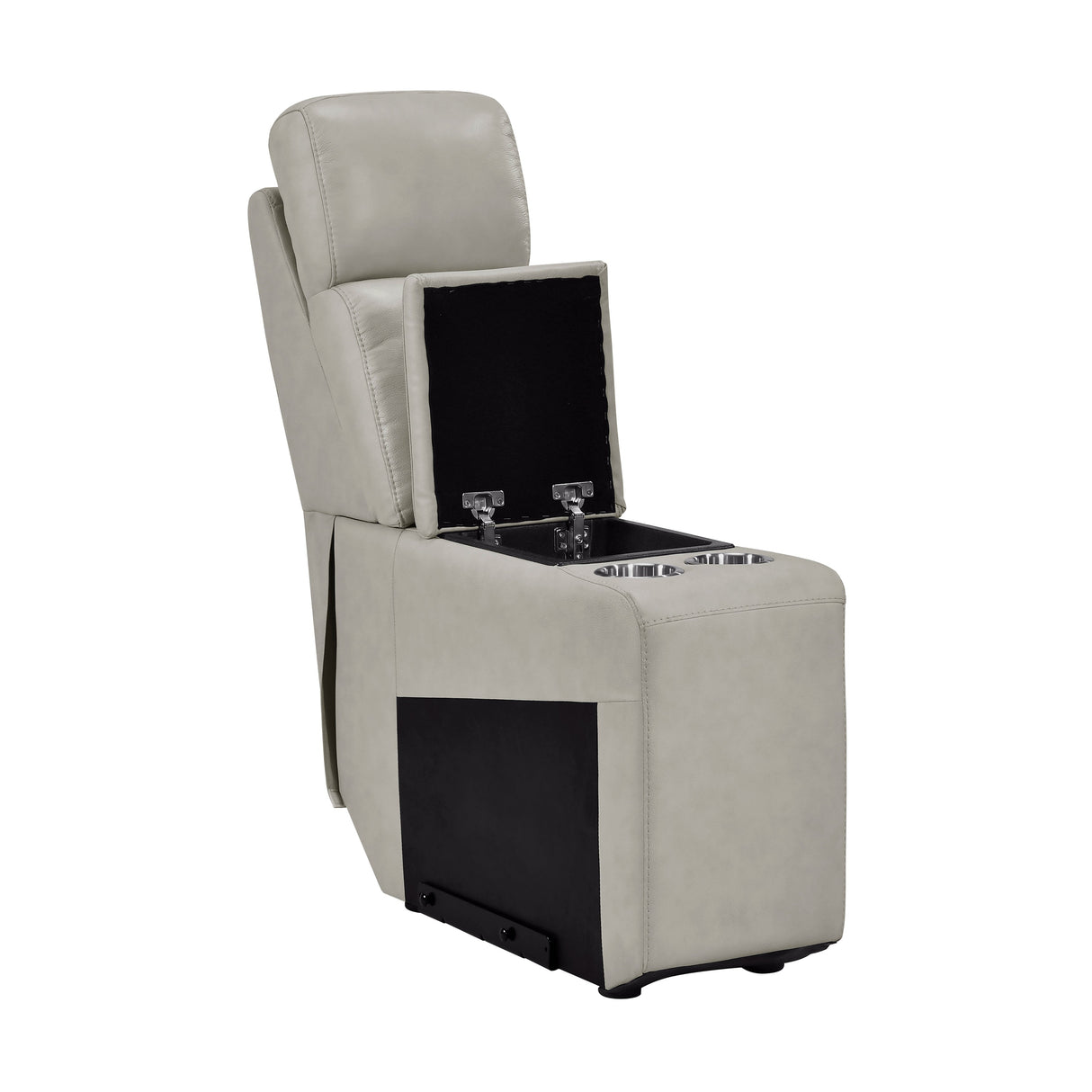 Celestia Light Gray Power Double Reclining Loveseat with Power Headrest and Center Console