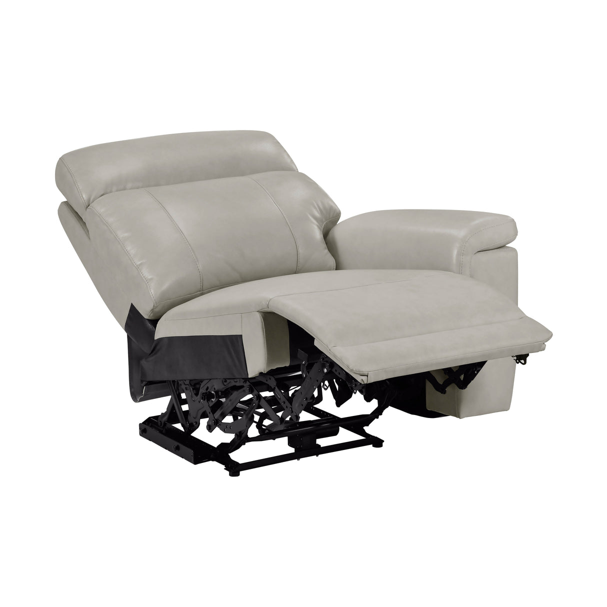 Celestia Light Gray Power Double Reclining Loveseat with Power Headrest and Center Console