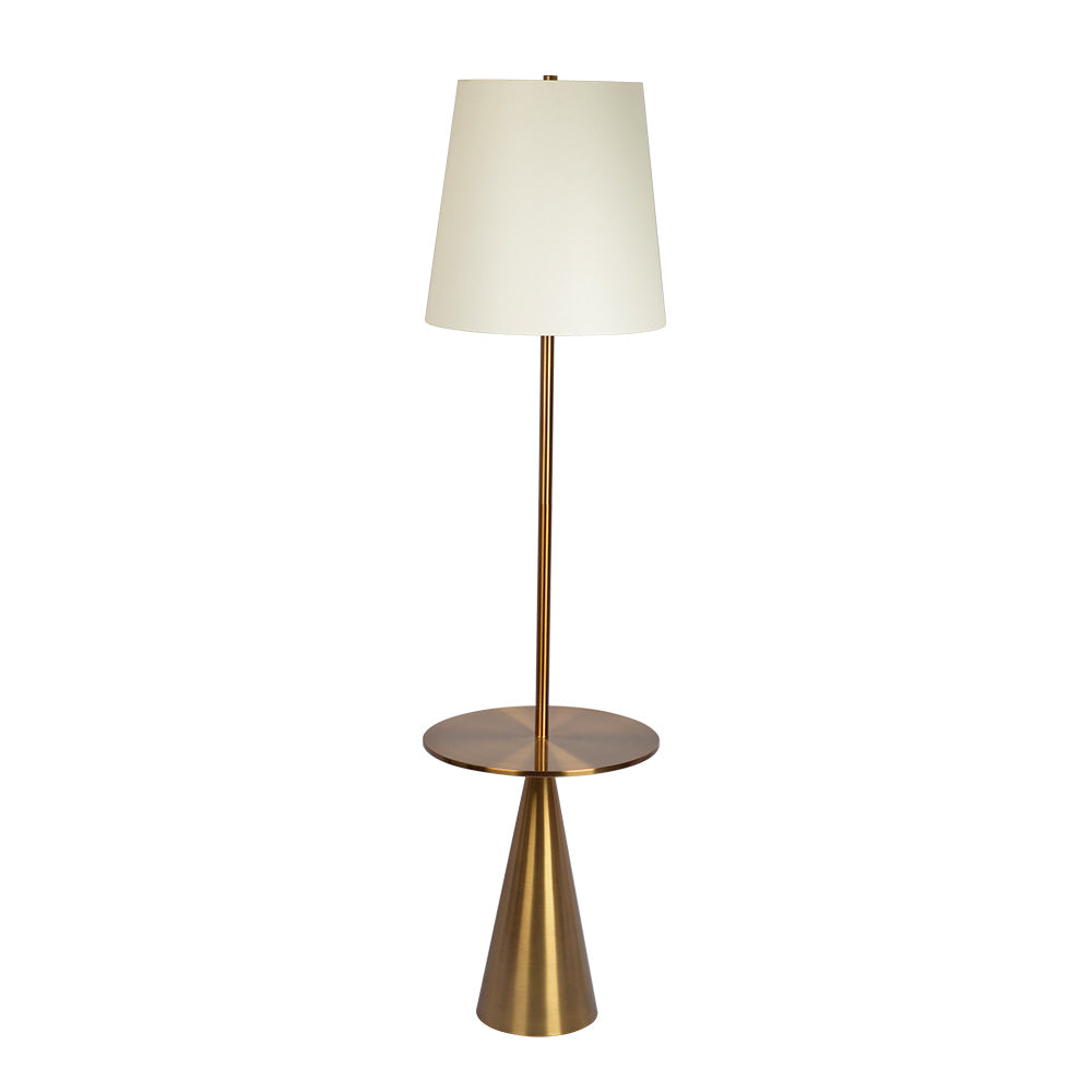 Celestial Modern Floor Lamp with Brass Accent Table with Large White Shade by Ashcroft Furniture at Eve Furniture
