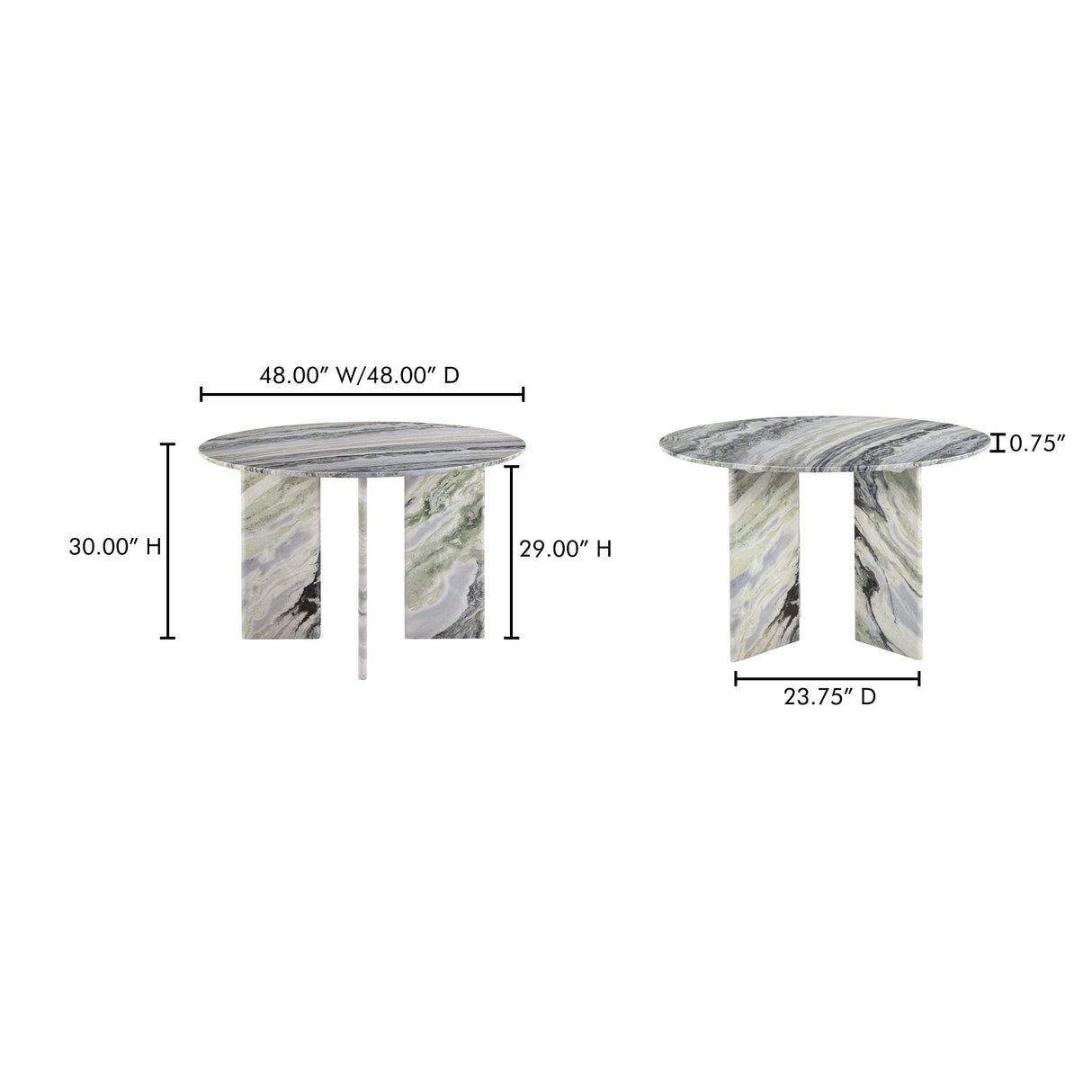 Celia Green Onyx Marble Round Dining Table by Moe's Home at Eve Furniture