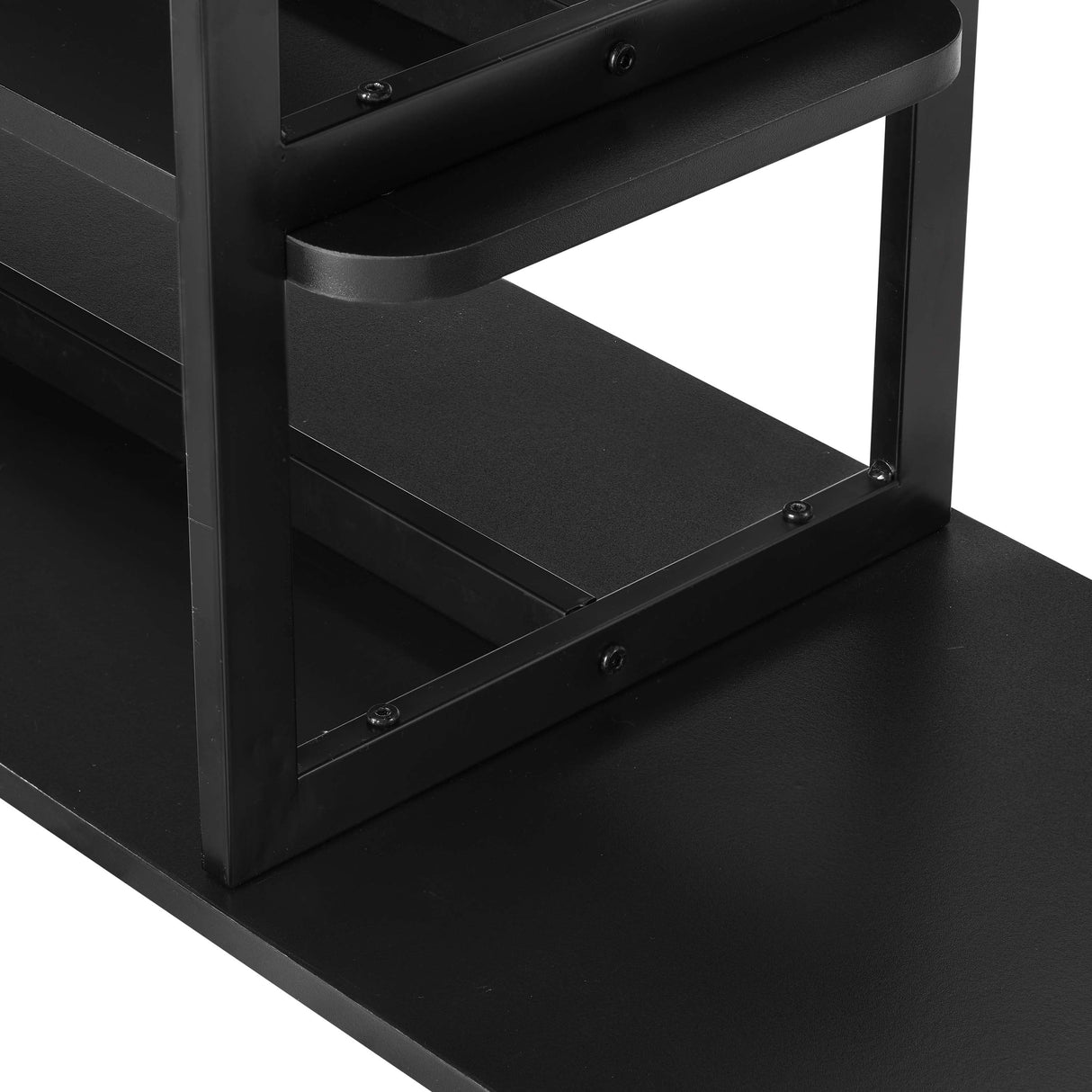 Celine Side 3 Tier Shelf Table Console in Black by Manhattan Comfort at Eve Furniture