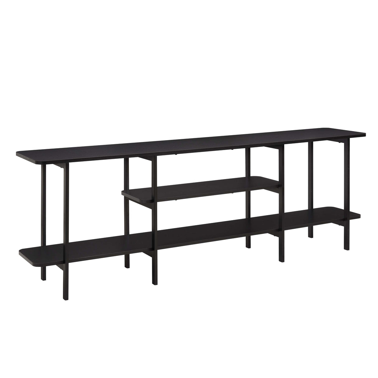 Celine Side 3 Tier Shelf Table Console in Black by Manhattan Comfort at Eve Furniture
