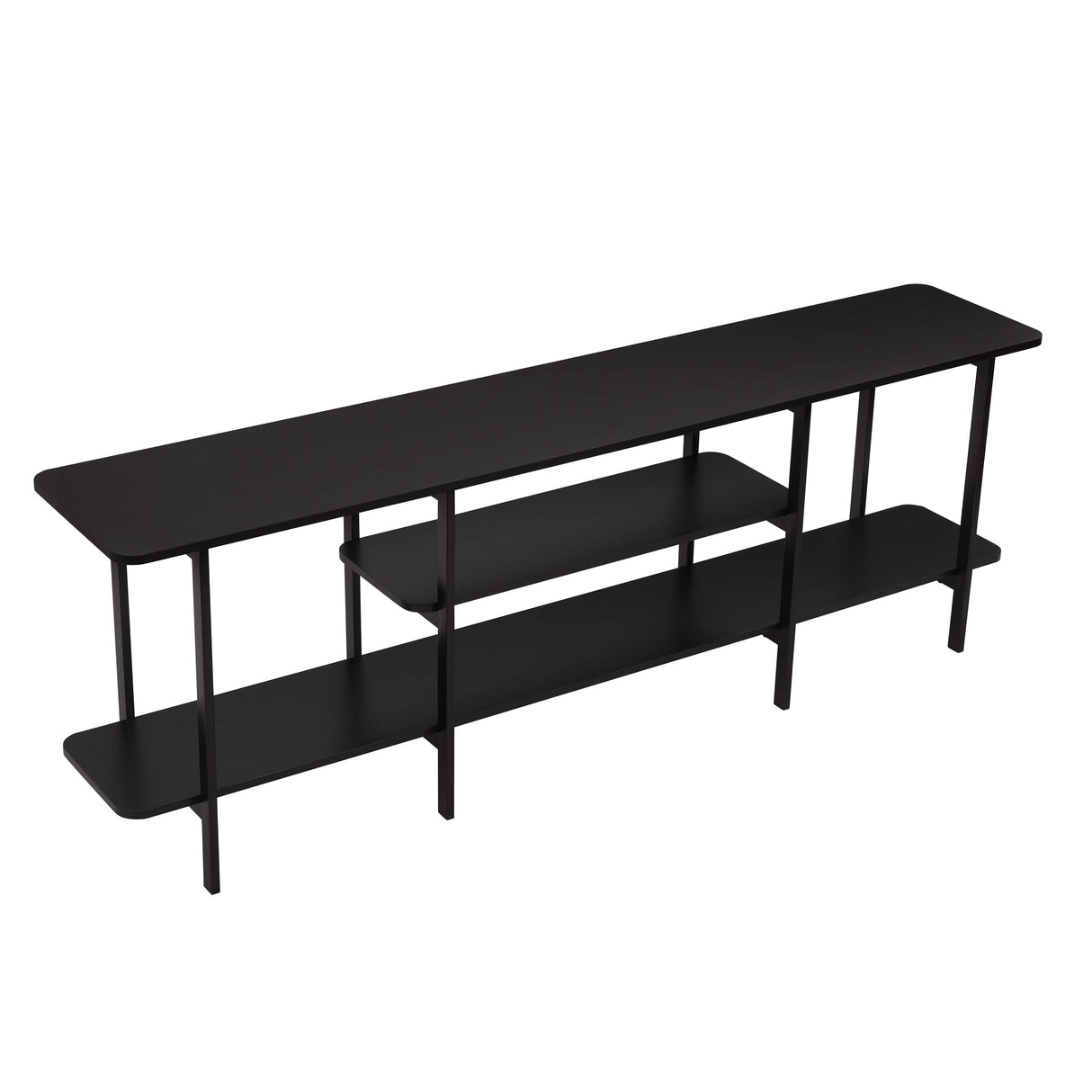 Celine Side 3 Tier Shelf Table Console in Black by Manhattan Comfort at Eve Furniture