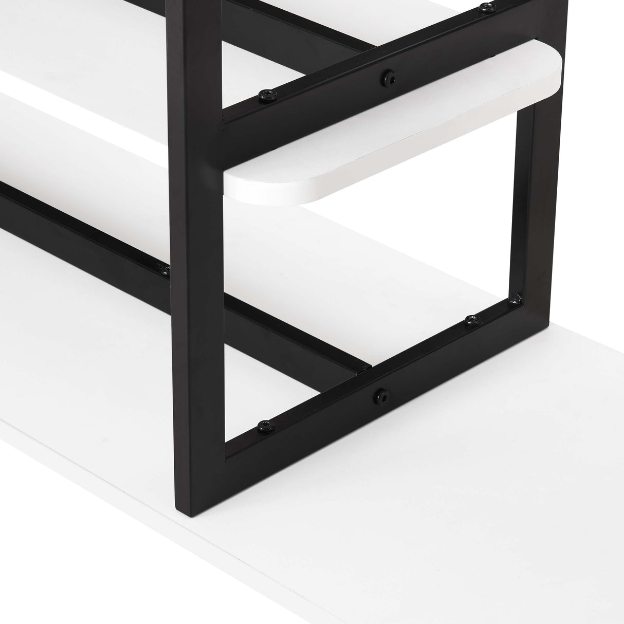 Celine Side 3 Tier Shelf Table Console in White by Manhattan Comfort at Eve Furniture