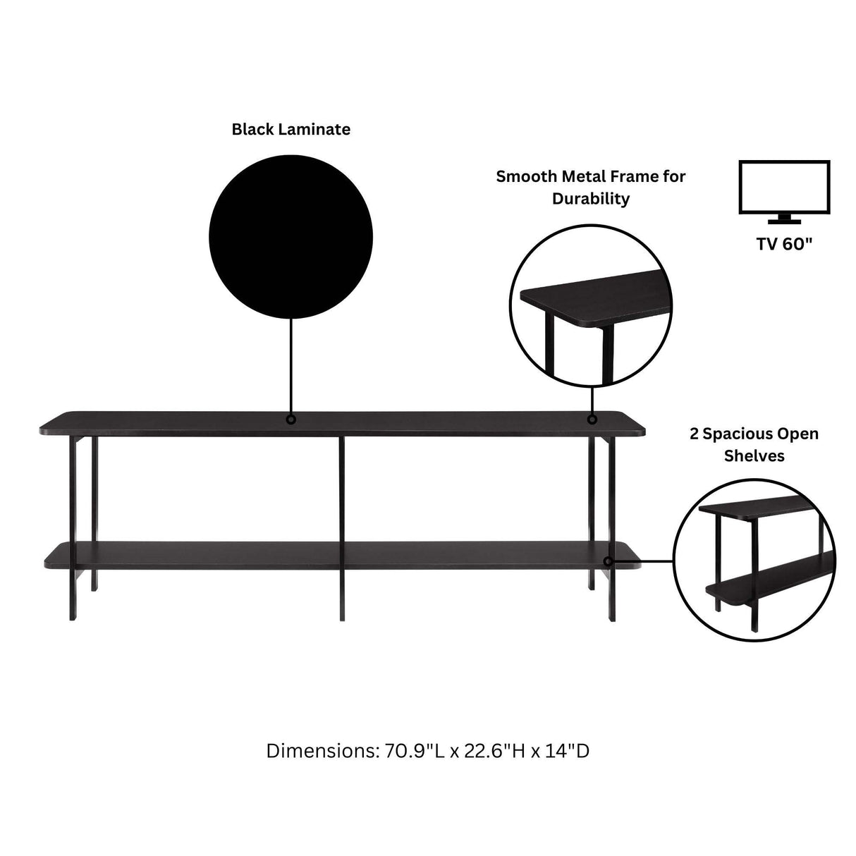 Celine Side Table Console in Black by Manhattan Comfort at Eve Furniture