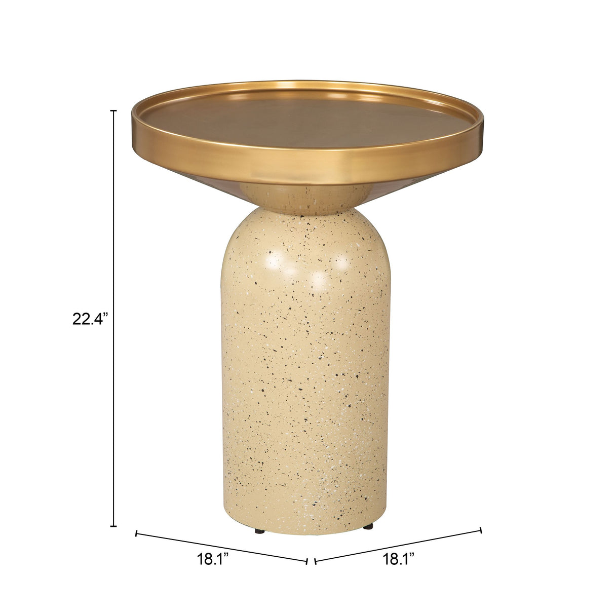 Cendre Side Table Gold & Beige by Zuomod at Eve Furniture