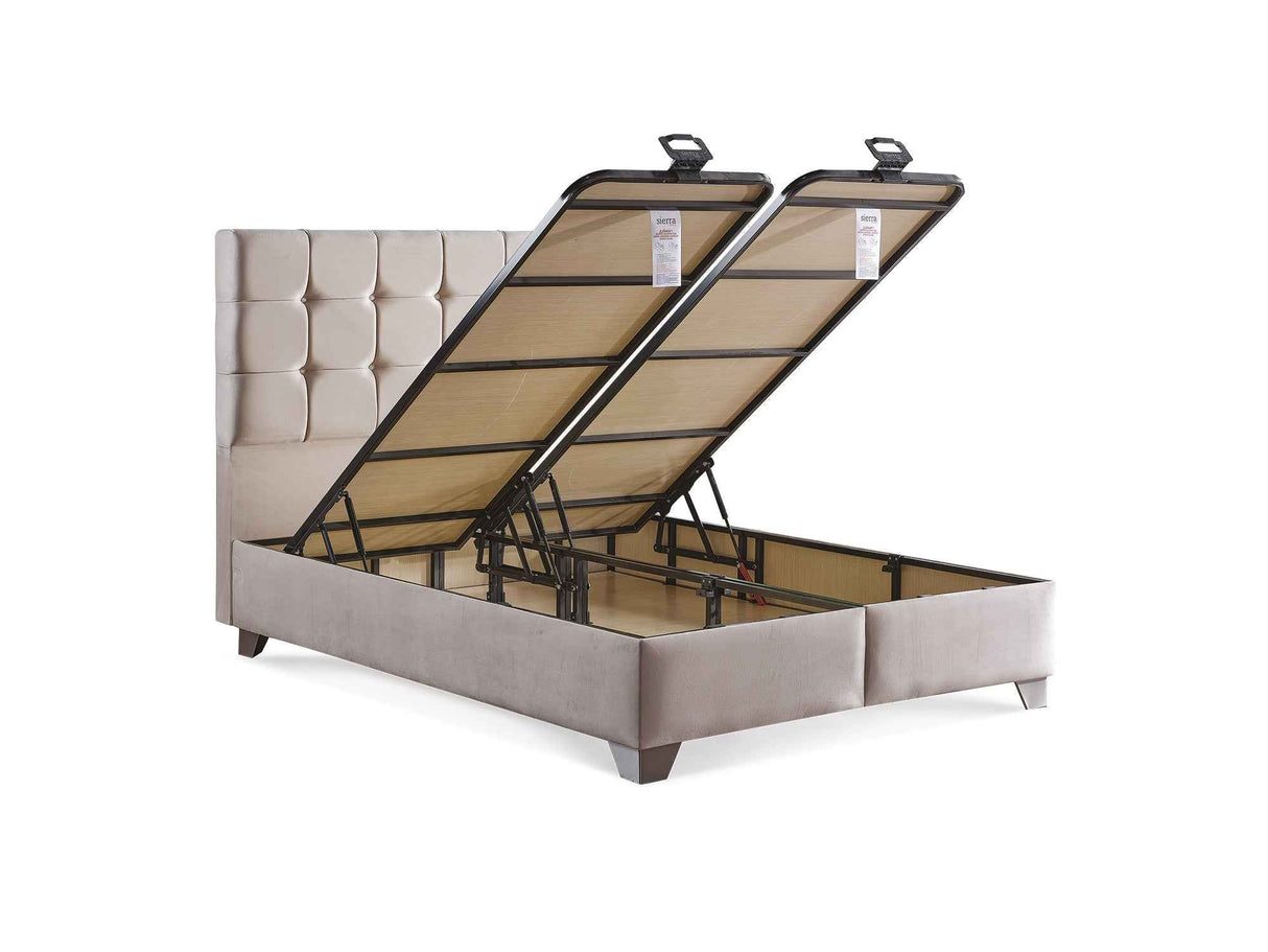 Cenova Storage Bed With Headboard Cream by Furnia at Eve Furniture