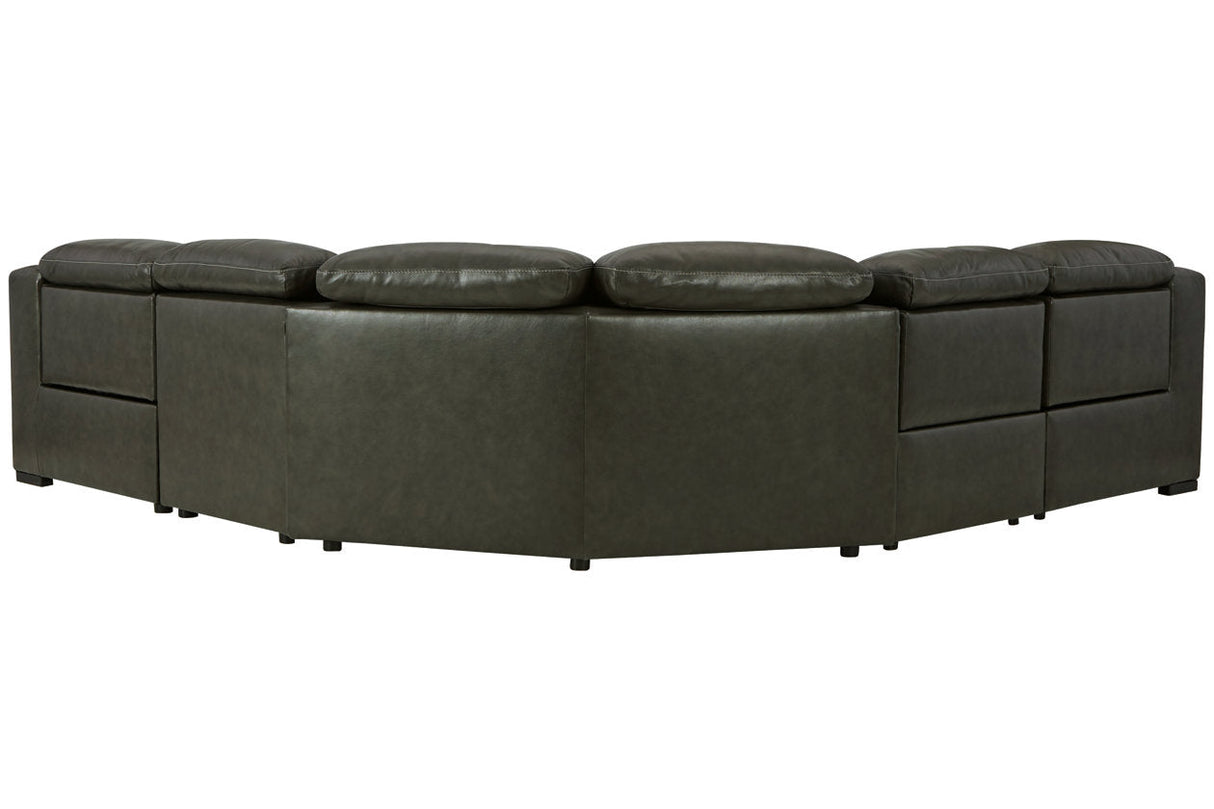 Center Line Dark Gray 5-Piece Power Reclining Sectional with Adjustable Headrest by Ashley at Eve Furniture