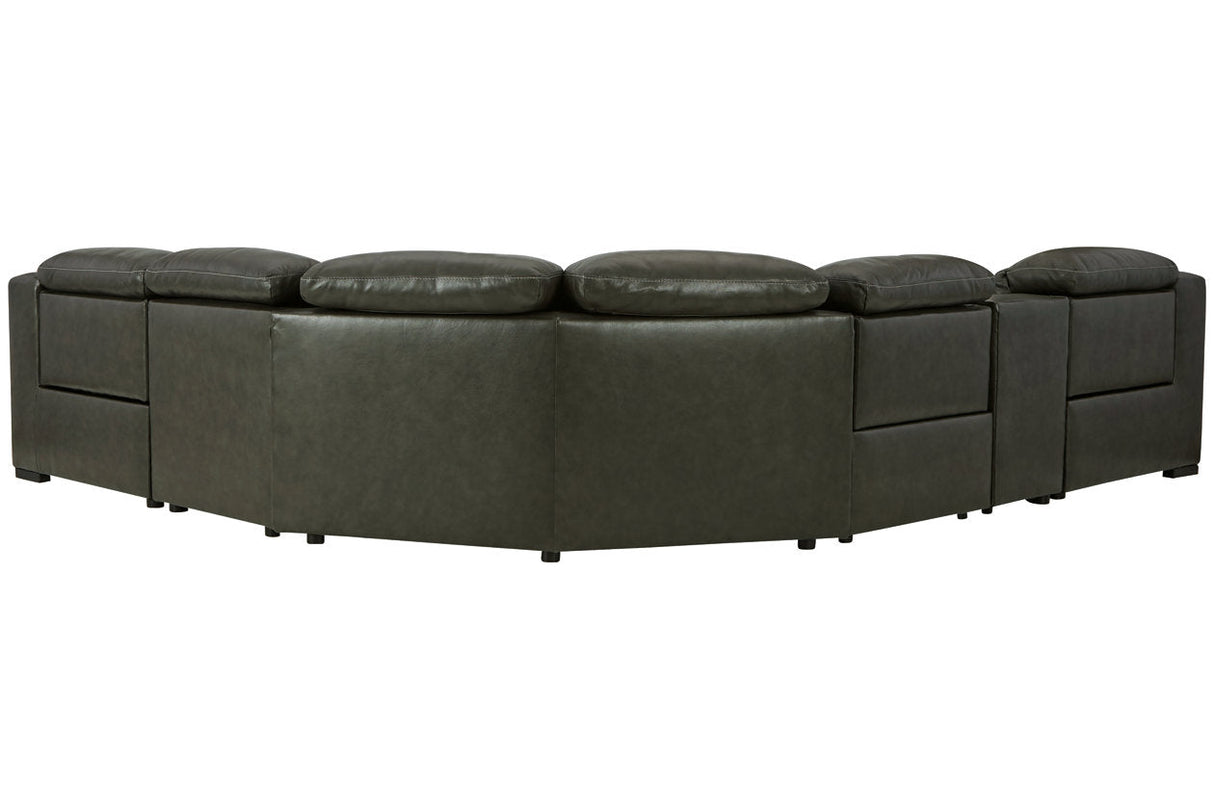 Center Line Dark Gray 6-Piece Power Reclining Sectional with Adjustable Headrest by Ashley at Eve Furniture