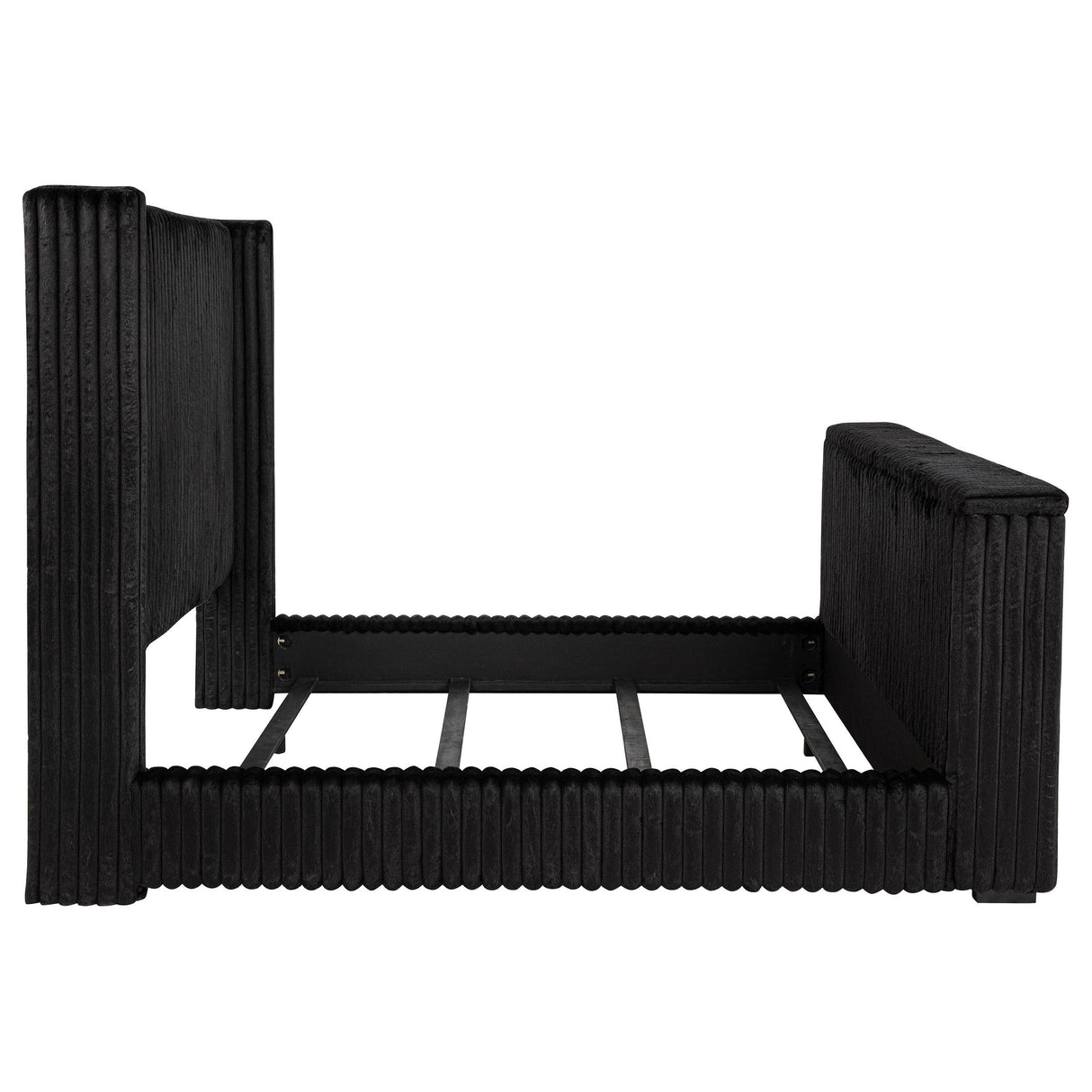 Centergrove Black Upholstered California King Wingback TV Bed by Coaster at Eve Furniture