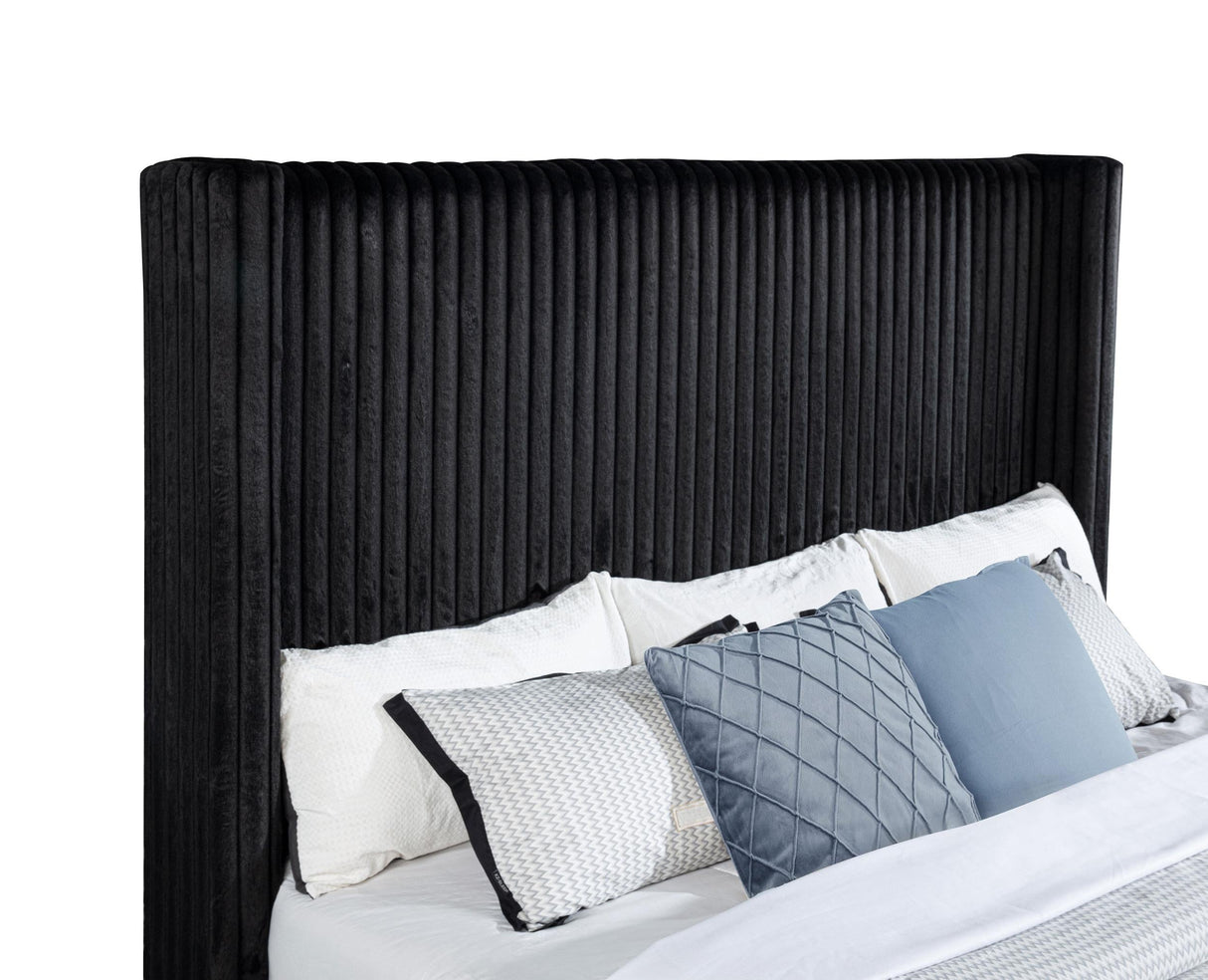 Centergrove Black Upholstered California King Wingback TV Bed by Coaster at Eve Furniture