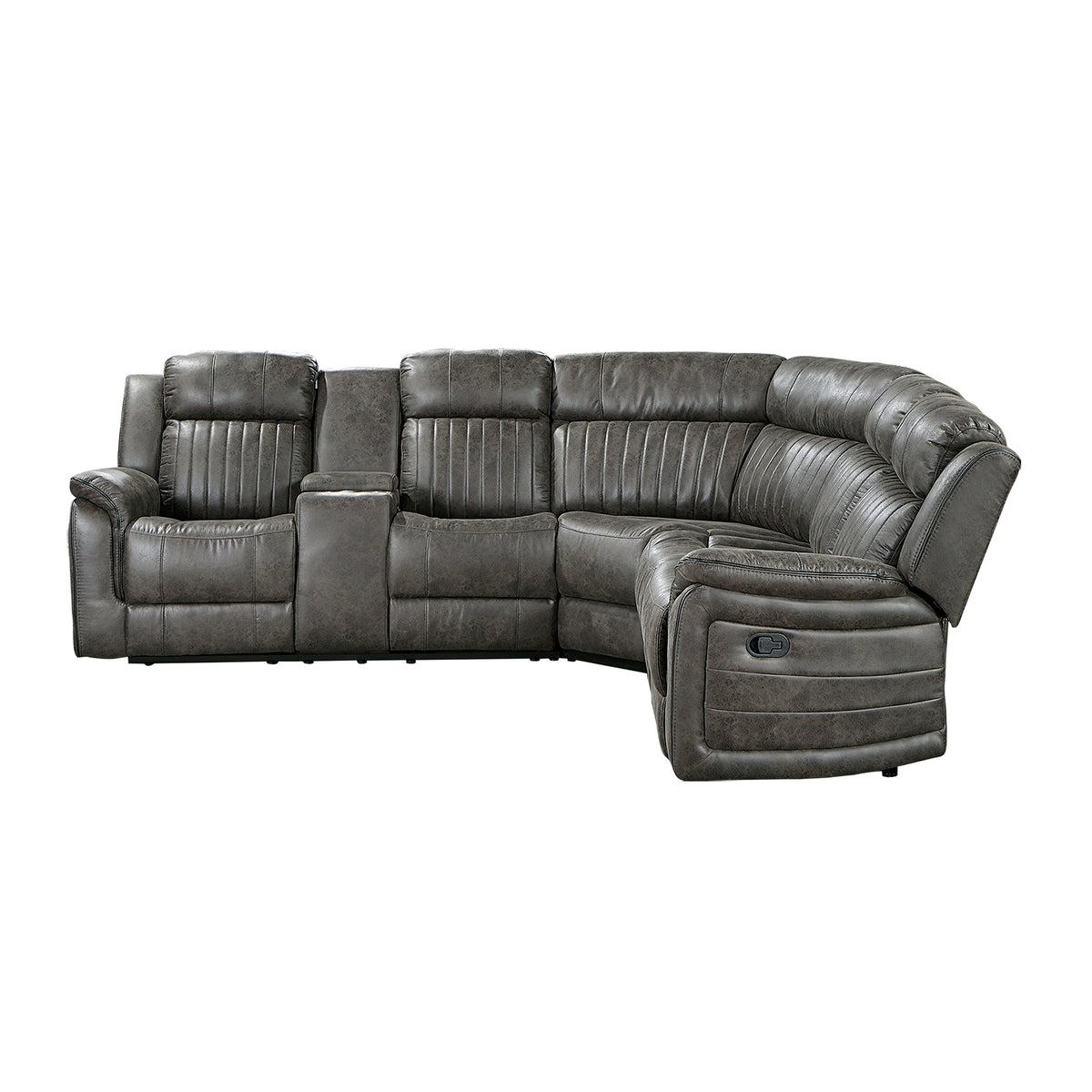 Centeroak Brownish Gray 3-Piece Reclining Sectional with Left Console by Homelegance at Eve Furniture
