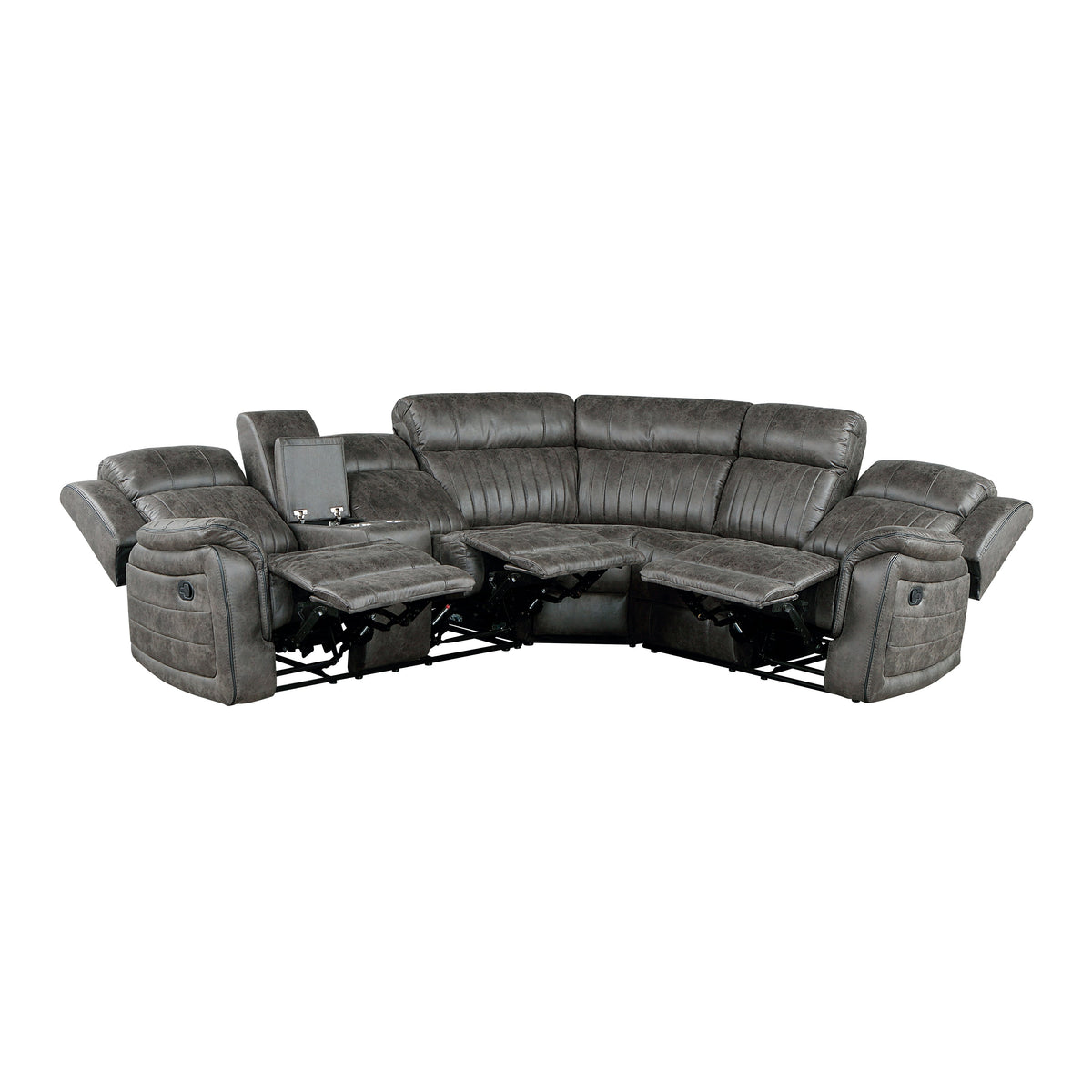 Centeroak Brownish Gray 3-Piece Reclining Sectional with Left Console by Homelegance at Eve Furniture