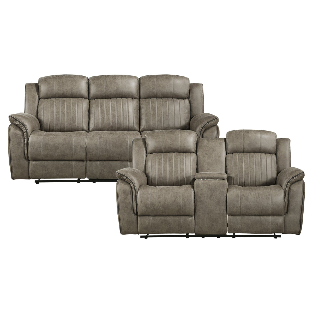 Centeroak Sandy Brown 2-Piece Double Reclining Set by Homelegance at Eve Furniture