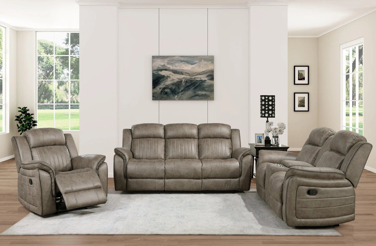 Centeroak Sandy Brown Double Reclining Loveseat with Center Console by Homelegance at Eve Furniture