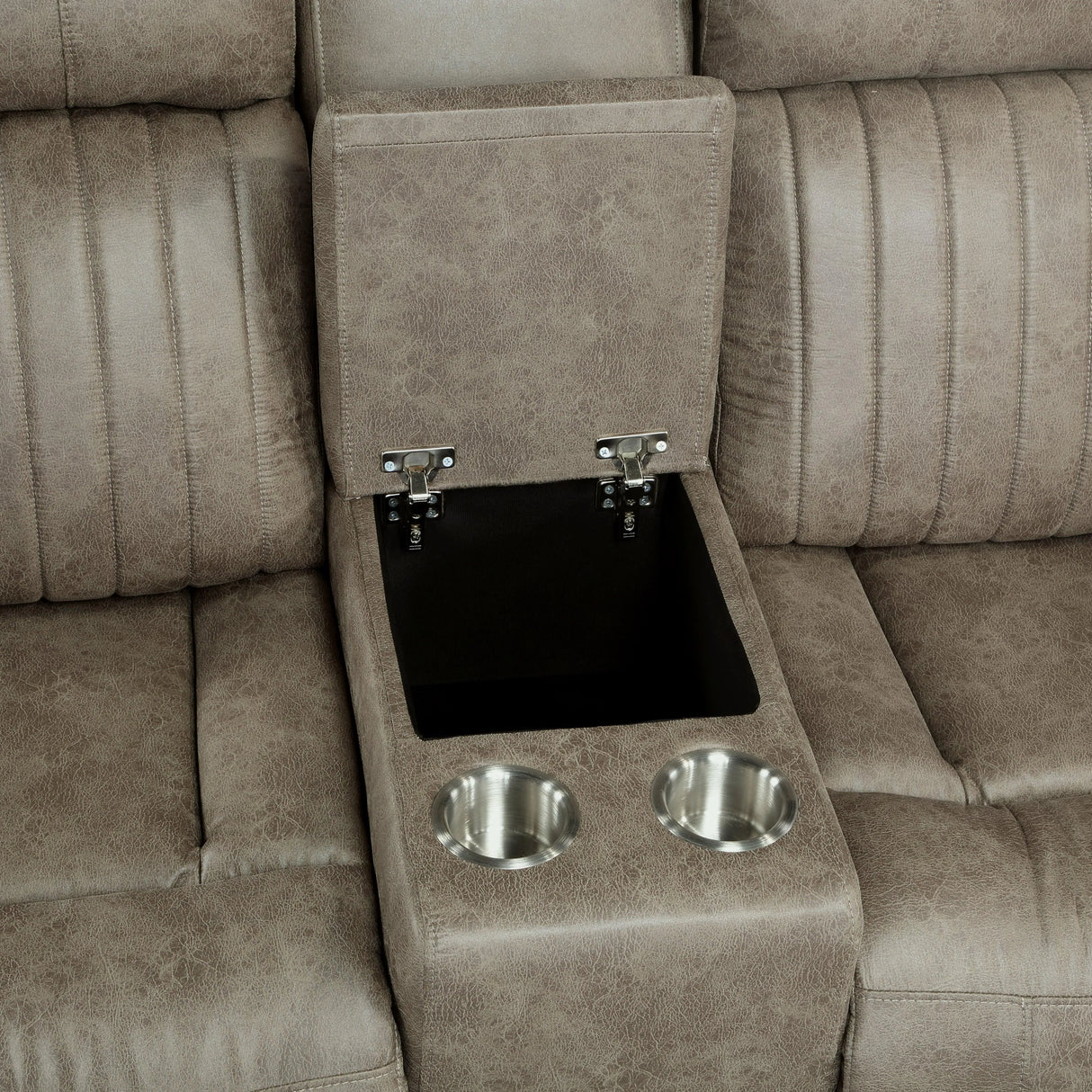 Centeroak Sandy Brown Double Reclining Loveseat with Center Console by Homelegance at Eve Furniture