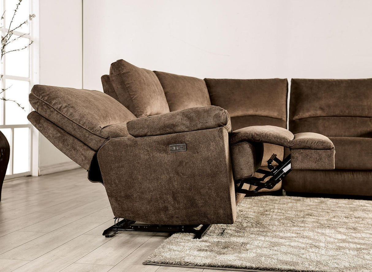 Cerelia Brown Modular Power Reclining Sectional by Furniture of America at Eve Furniture
