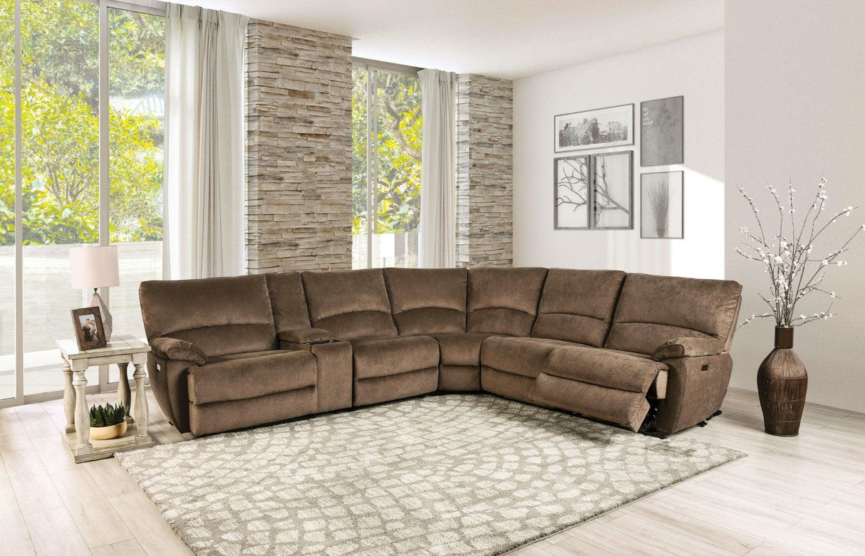 Cerelia Brown Modular Power Reclining Sectional by Furniture of America at Eve Furniture