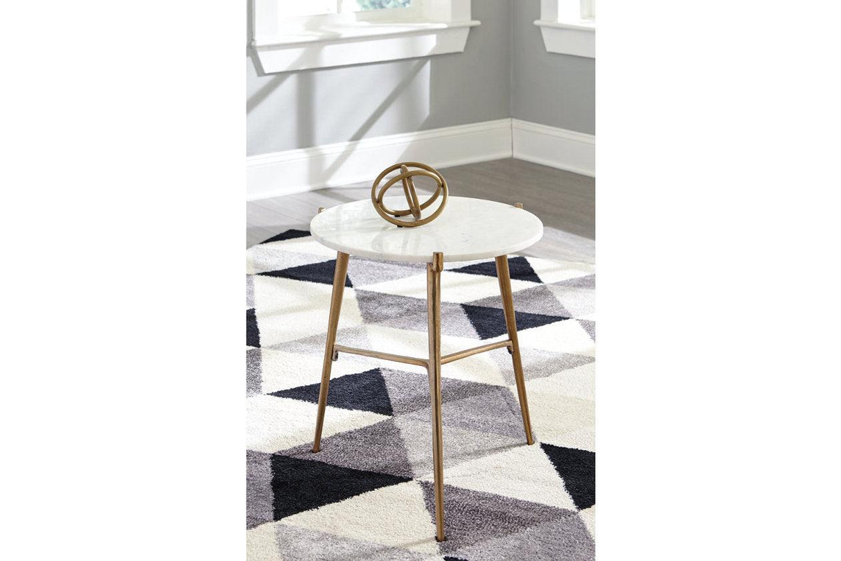 Chadton White/Gold Finish Accent Table by Ashley at Eve Furniture