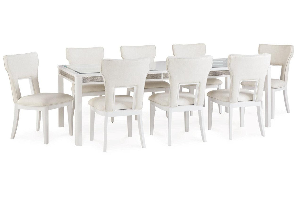 Chalanna White Dining Table with 8 Chairs by Ashley at Eve Furniture