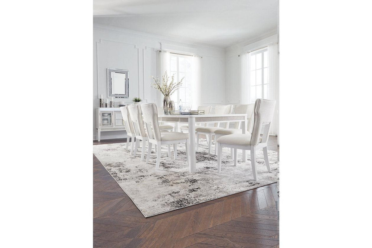Chalanna White Dining Table with 8 Chairs by Ashley at Eve Furniture