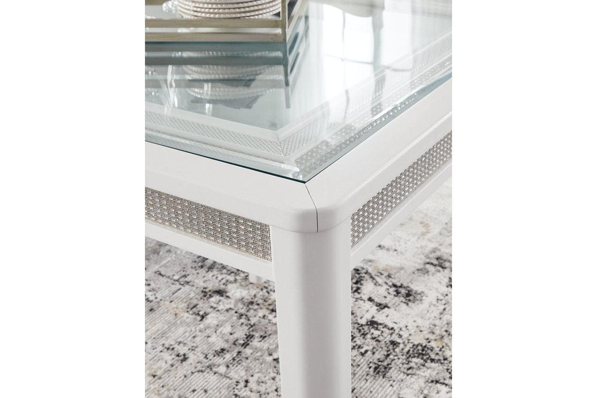 Chalanna White Dining Table with 8 Chairs by Ashley at Eve Furniture