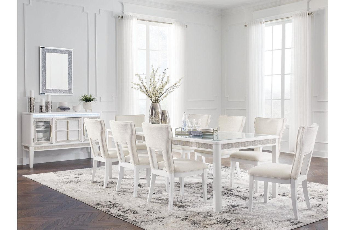 Chalanna White Dining Table with 8 Chairs by Ashley at Eve Furniture