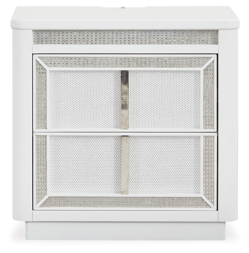 Chalanna White LED Upholstered Storage Platform Bedroom Set by Ashley at Eve Furniture