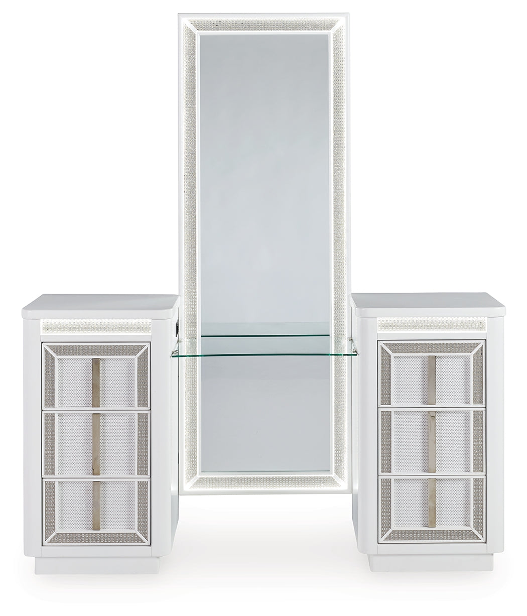 Chalanna White Vanity, Mirror and Stool by Ashley at Eve Furniture
