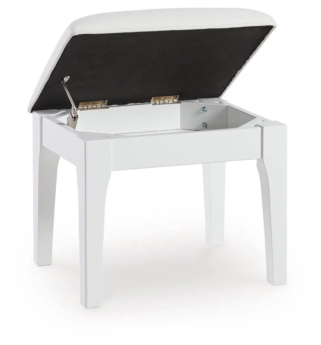 Chalanna White Vanity Stool by Ashley at Eve Furniture