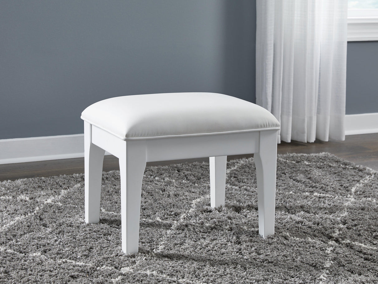 Chalanna White Vanity Stool by Ashley at Eve Furniture