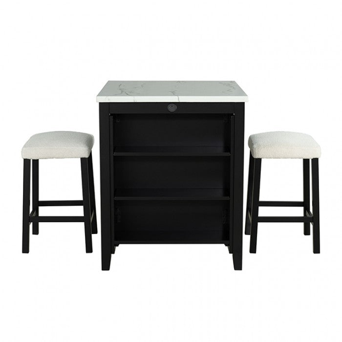 Chalcedony Black/White/Ivory 3-Piece Dining Room Set by Furniture of America at Eve Furniture