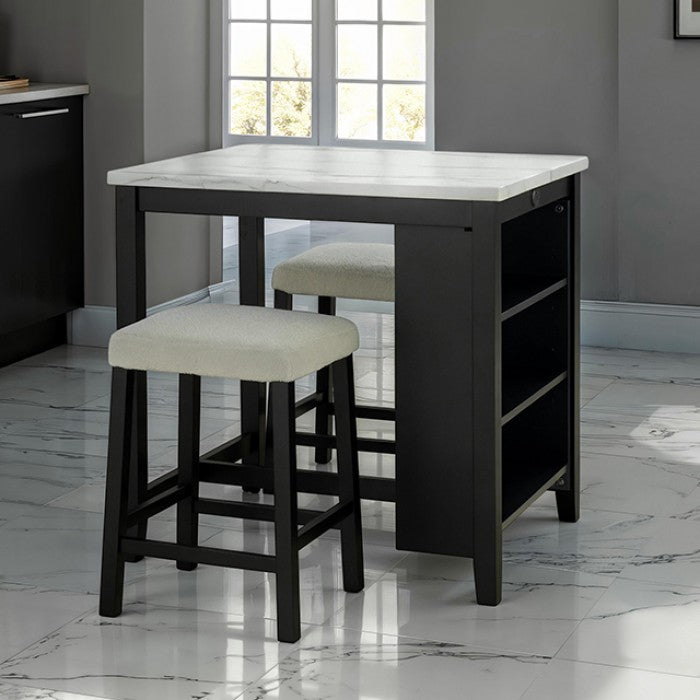 Chalcedony Black/White/Ivory 3-Piece Dining Room Set by Furniture of America at Eve Furniture