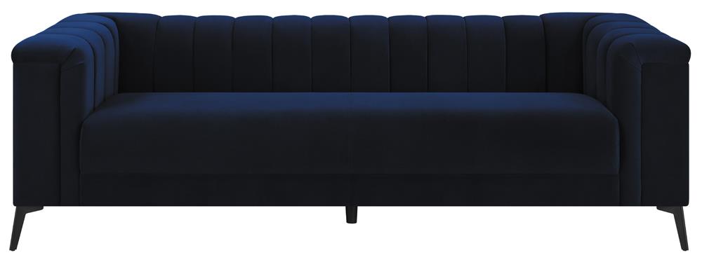 Chalet Blue Tuxedo Arm Tufted Living Room Set by Coaster at Eve Furniture