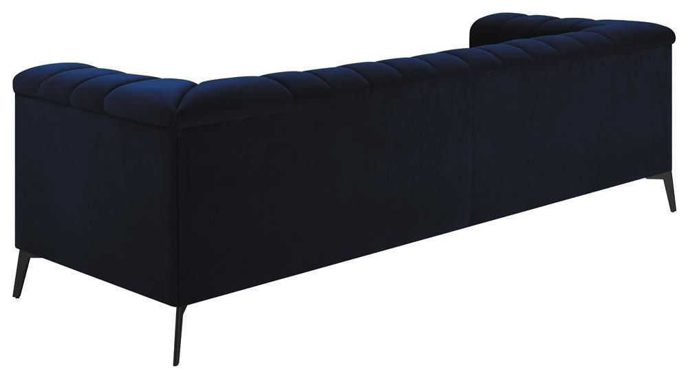 Chalet Upholstered Tuxedo Arm Tufted Sofa Blue by Coaster at Eve Furniture